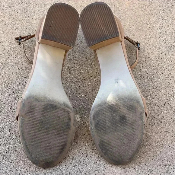 Steve Madden Irenee Block Leather Heels Sandals Ankle Strap Open Toe Neutral 8 - Picture 7 of 9